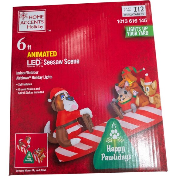 6 ft Animated Dog SEESAW Christmas Inflatable Dachshund Frenchy Chihuahua NEW - Picture 4 of 8